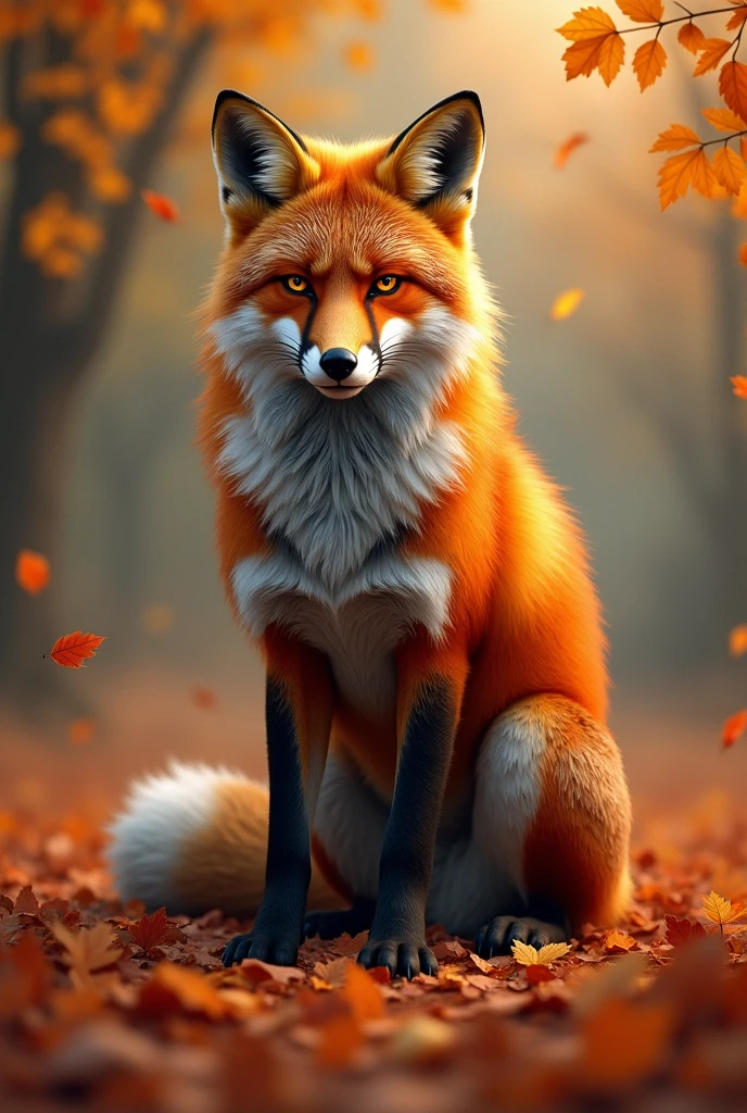 Autumn fox realistic