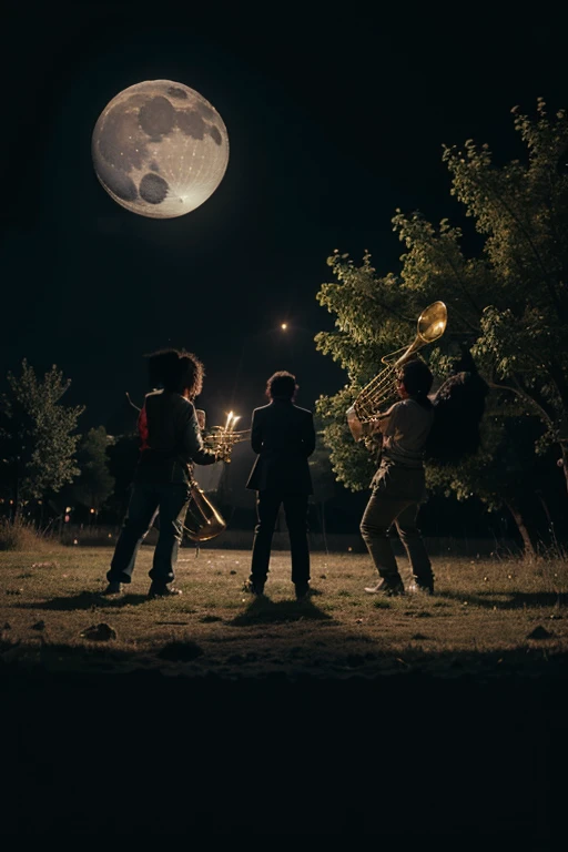 Moon with monsters with trumpets