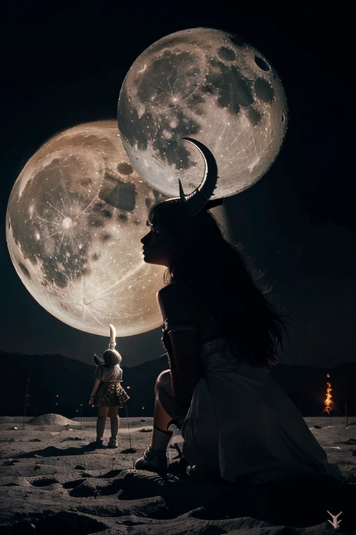 Moon with monsters with trumpets