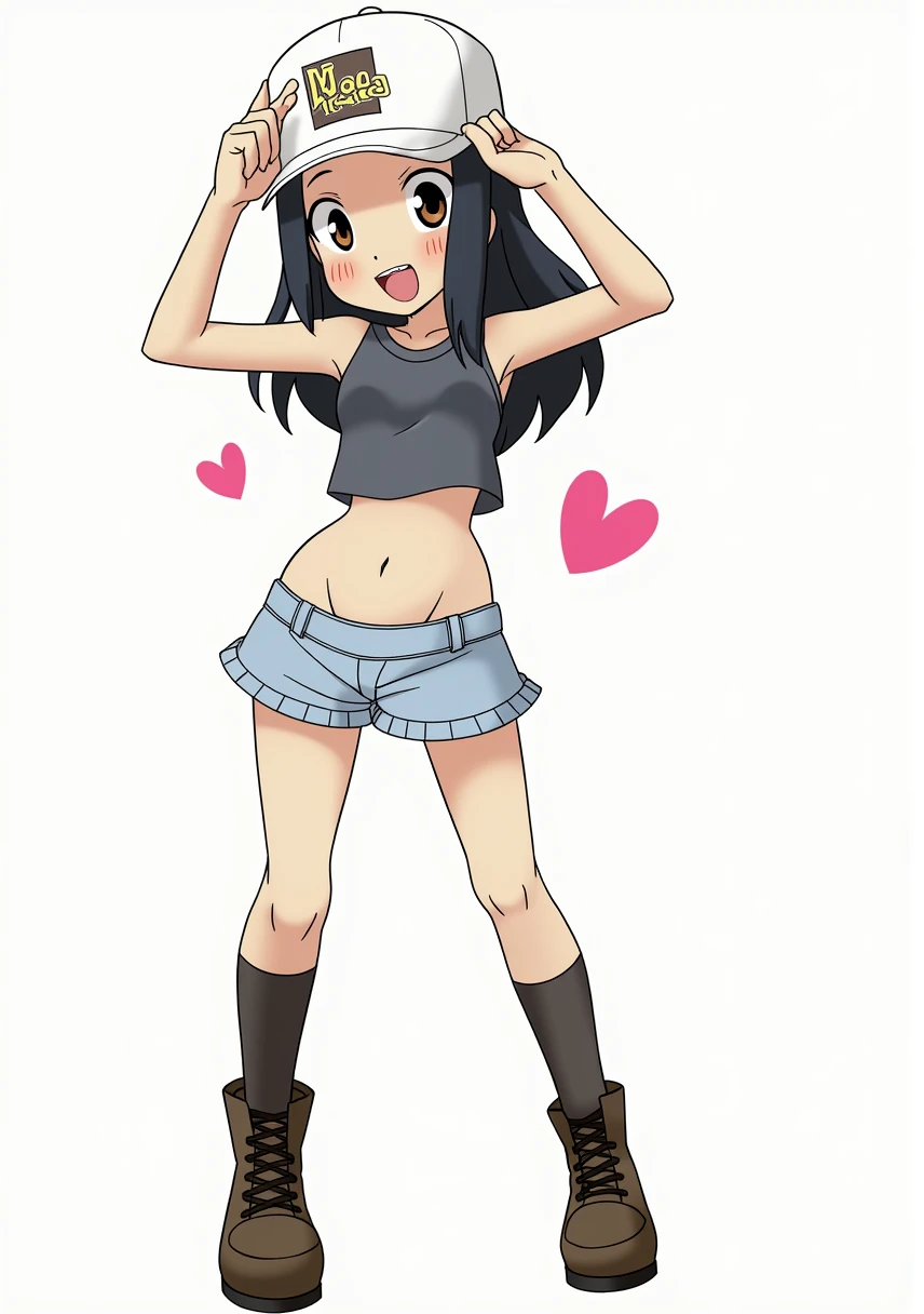With black hair and brown eyes, keep the hat as it is.