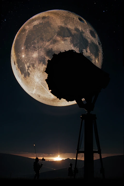 Moon with aliens with trumpets