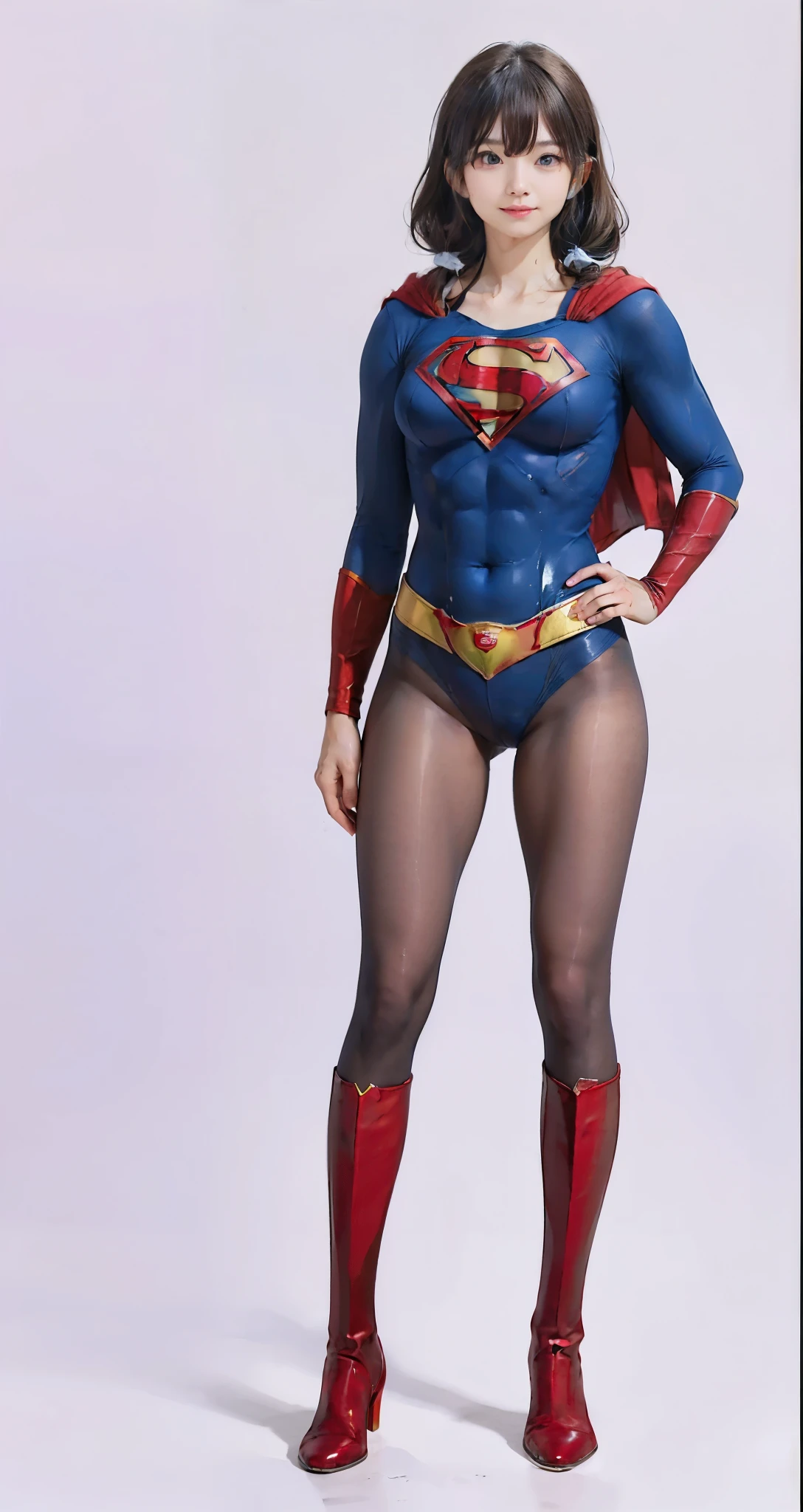 No background、(((Beautiful legs in black tights.)))、(((Legally express the beauty of your smile)))、((((Make the most of your original images)))、(((体にぴったりフィットするSupergirl Costume)))、(((Supergirl Costume)))、(((Beautiful hair with twin tails)))、(((suffering)))、(((Please wear black tights....、Wear red boots)))、((Best image quality、8k))、((Highest quality、8k、masterpiece:1.3))、(((Preserve background )))、Sharp focus:1.2、Beautiful woman with perfect figure:1.4、Slim Abs:1.2、Wet body:1.5、Highly detailed face and skin texture、8k