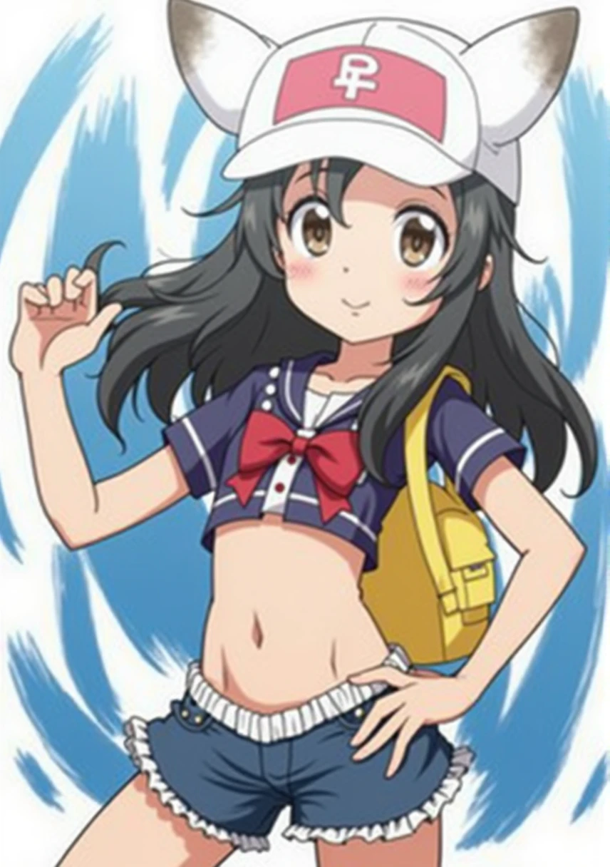 With black hair and brown eyes, keep the hat as it is.