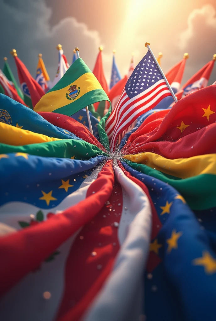 Exchange with photos of flags of Latin America, the USA and Europe