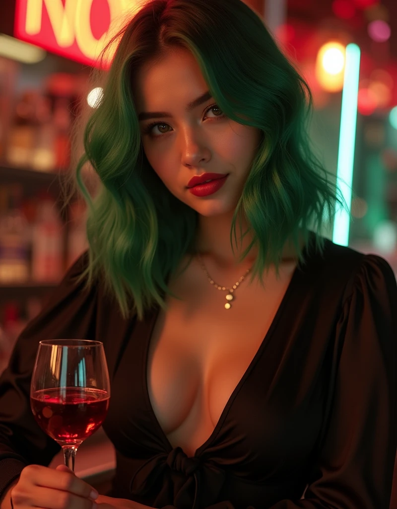 raw photograph, Alita Angelina, 28 years old, stunning gamer girl, big tasty lips, high cheekbones, (green eyes:1.7) playful and naughty personality, Spanish and japanese mixed race, big tits, silicone boobs, blouse black cleavage, big tits , (chanel haircut style green color hair:1.5), realistic skin texture, skin imperfections, tall, athetic body, shot with Canon EOS R10 1.4f, highly detailed, masterpiece, (ultra high res.photorealistic:1.5) black cleavage short dress, sexy outfit, with a blonde girl friend, sexy pose, big tits, night club, holding blonde girl bit titted, #sisters
,poses, bar, ass, disco, multiple girls, wine, nightclub, backgrounds, nightclub