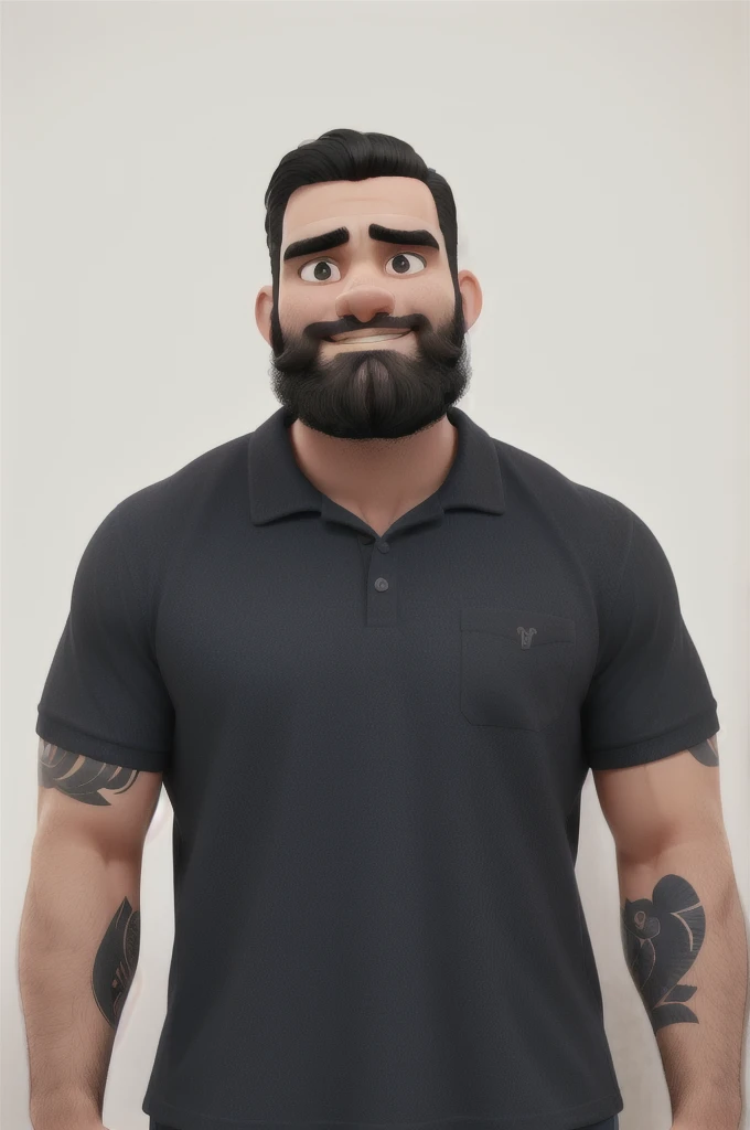 strong man, happy, black hair and beard