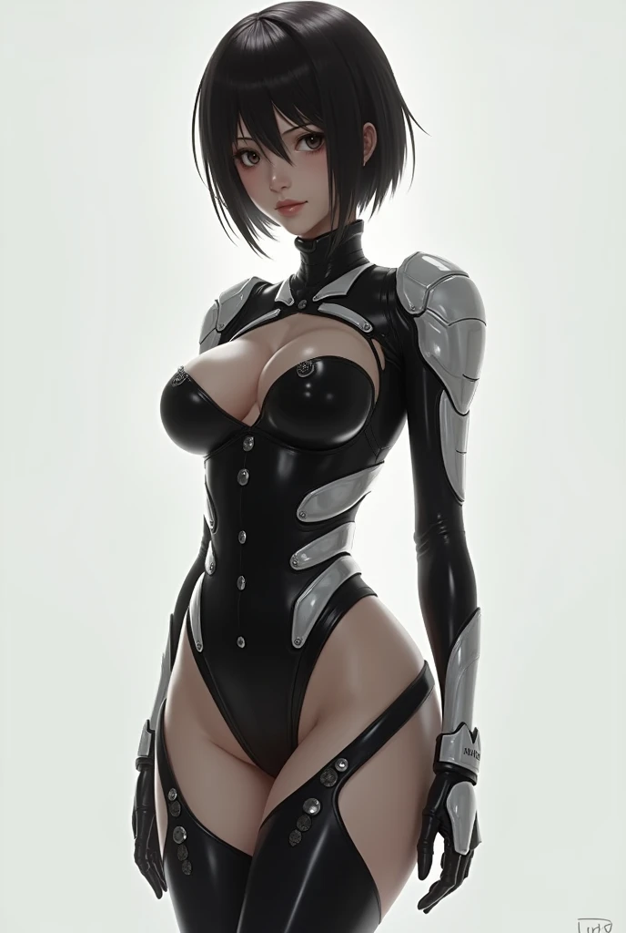 delicate face, 20-year-old kpop idol cyborg girl, (carbon fiber cyborg body), carbon fiber body, {{angled bob}}, (big breasts:1.15), (mechanical joint), bangs, attractive curves, mid pelvis, seaside, standing posture, beach, glowing skin, ((puffyareolas)), (high leg, spread legs, camel toe, cameltoe, vulvashaped:1.25), (cyberpunk, sci-fi:1.2), [[[glowing neon]]], (upper body:1.15), (8k, RAW photo, best quality, masterpiece: 1.45), (nsfw:1.2)