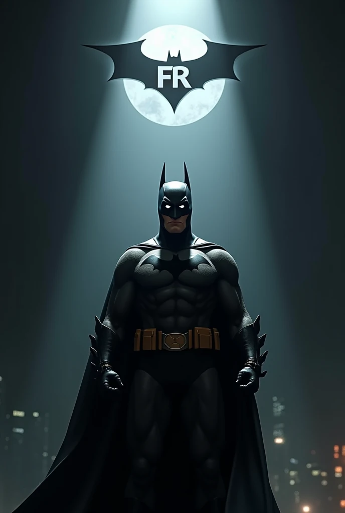 Batman spotlight with the letters FR