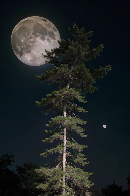 Moon with green and purple aliens with trunks