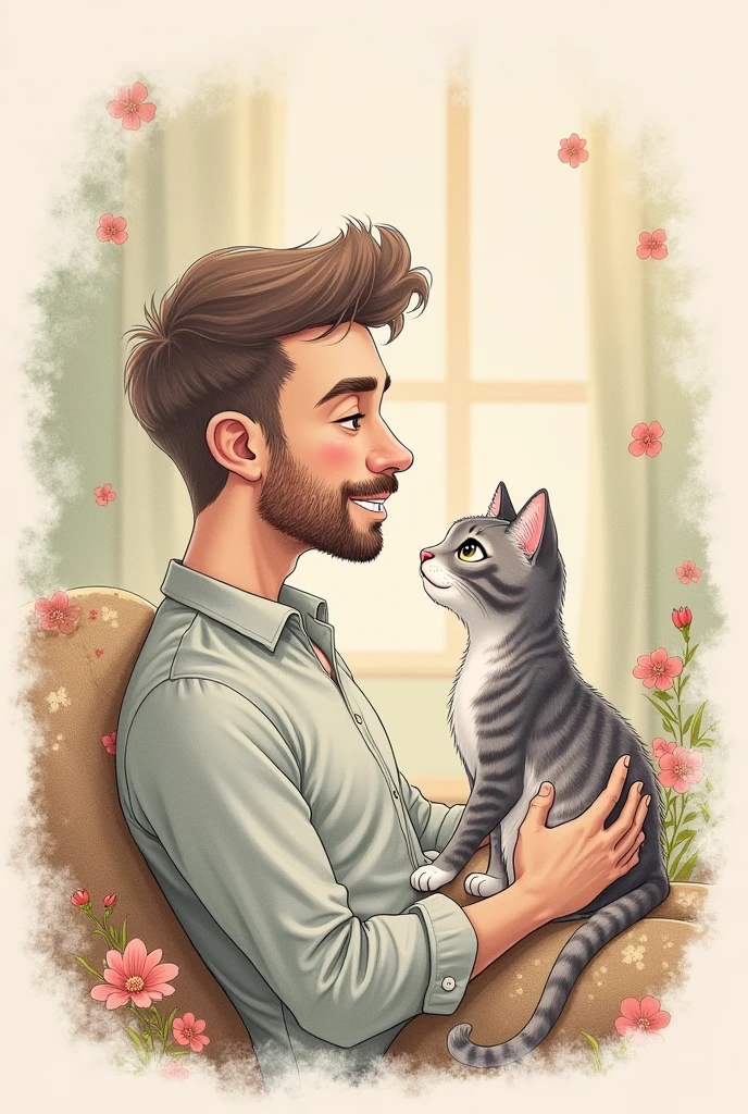 A sheet to put a dedication,for a man who has a small gray tabby cat 