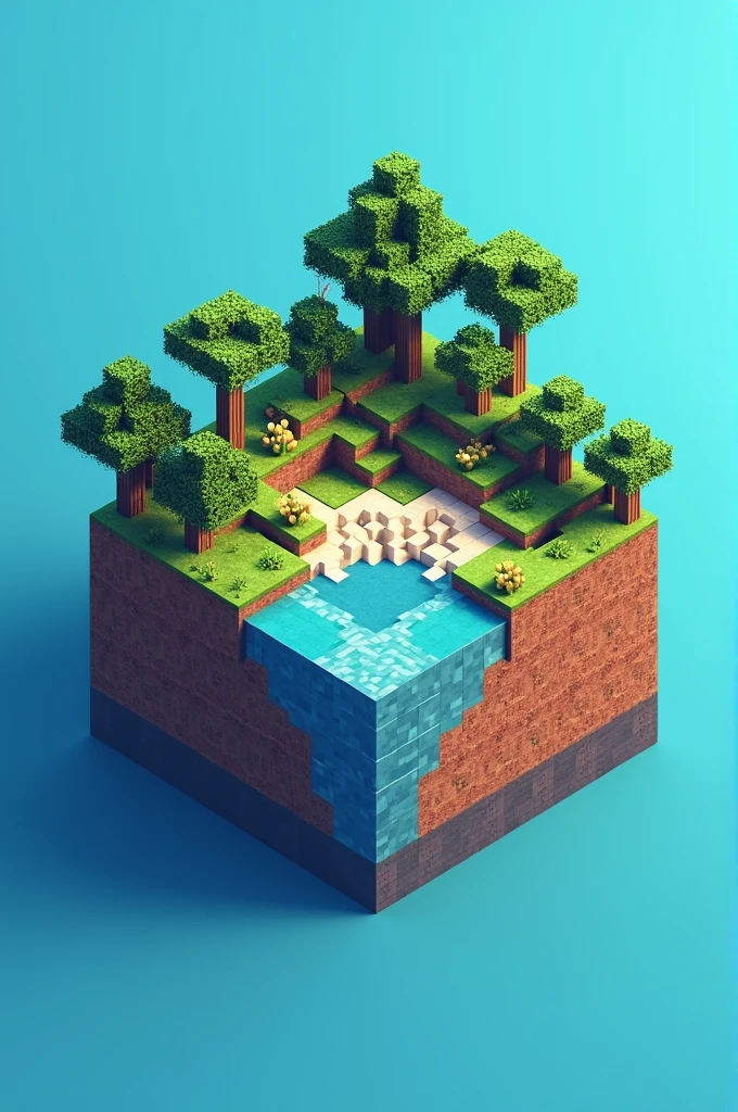 A square Minecraft-like world that says in front of the zSanti Community world with a blue background