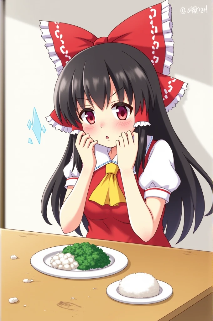 Reimu burps during lunch