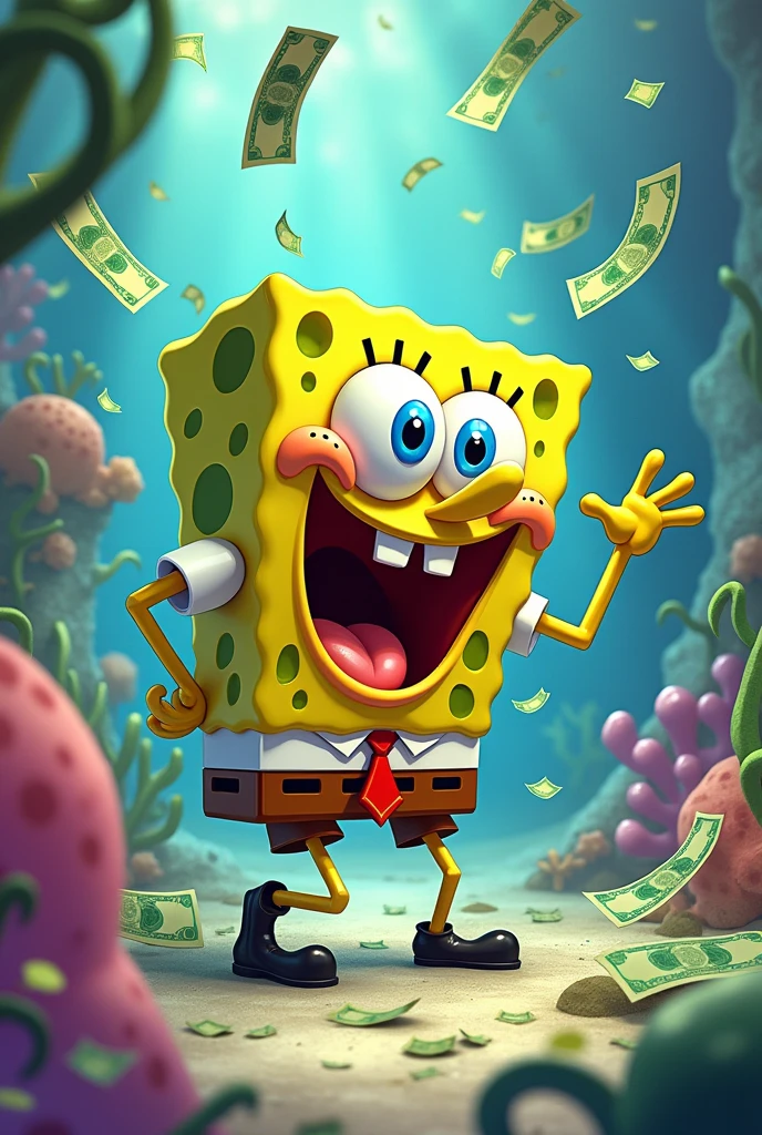 Haz. Spongebob stealing money
