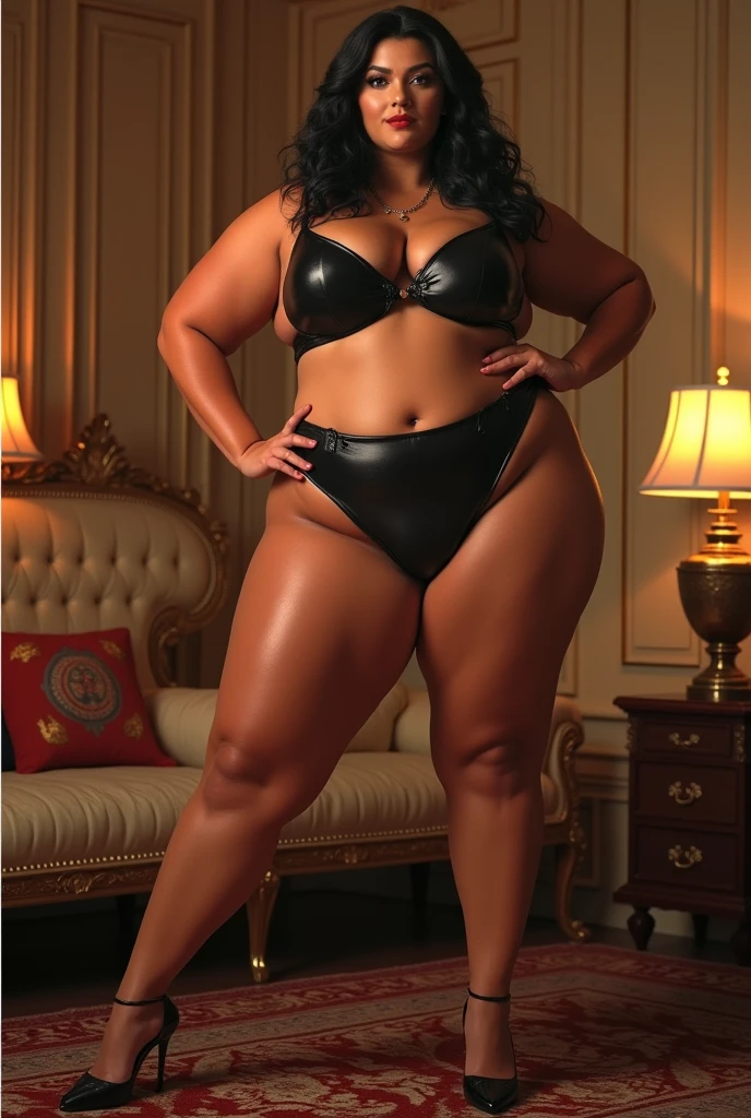 
charlie's angels,big breasts、big butt、bed room ,araffe woman in a sexy costume posing for a picture, thicc, thick body, thicc build, thick thigs, large thighs, hyperrealistic full figure, exaggeratedly large physique, massive legs towering over you, thick, beautiful thick female, powerful and huge, thick legs, thick thighs, wide hips, oppai proportions, pawg