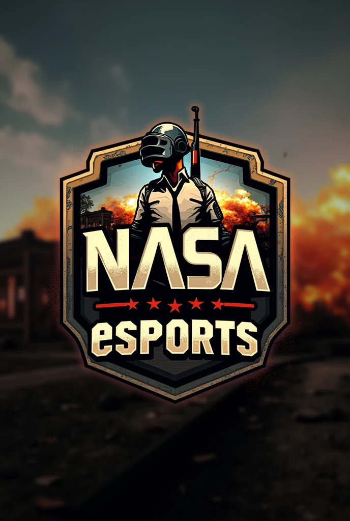 Create a pubg themed logo , in which the initials "NASA" appear and the description is "esports"