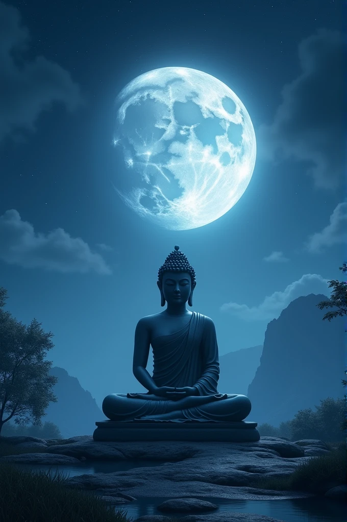 Full moon and buddha