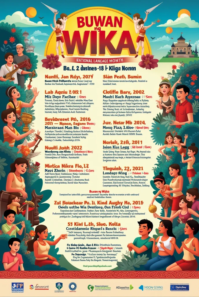 poster about buwan ng wika, horizontal, many events