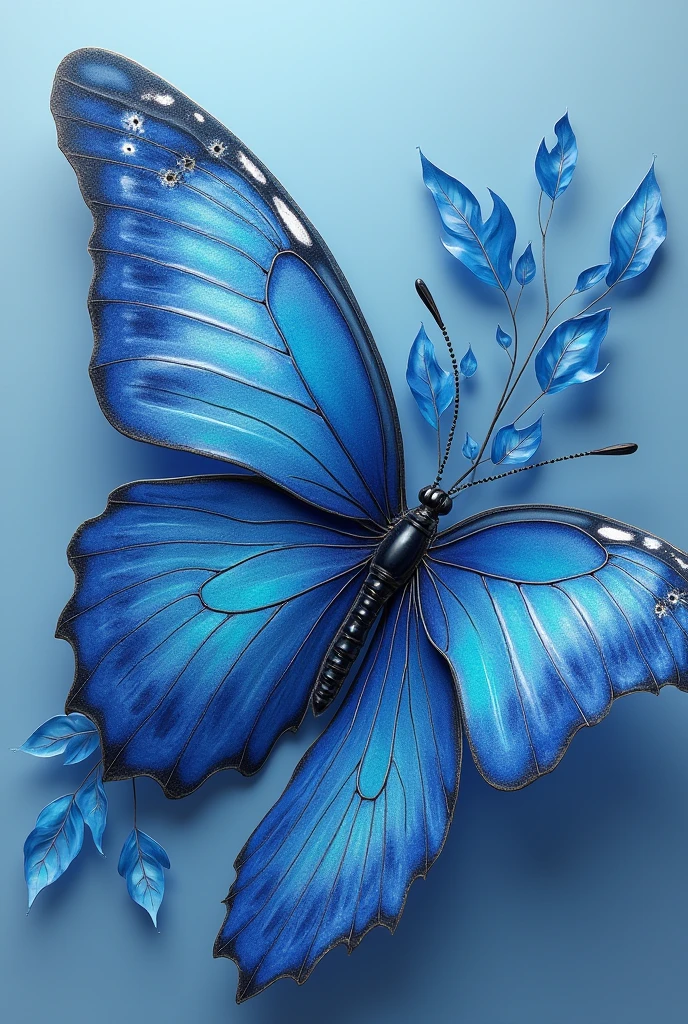 wrap butterfly blue 3d