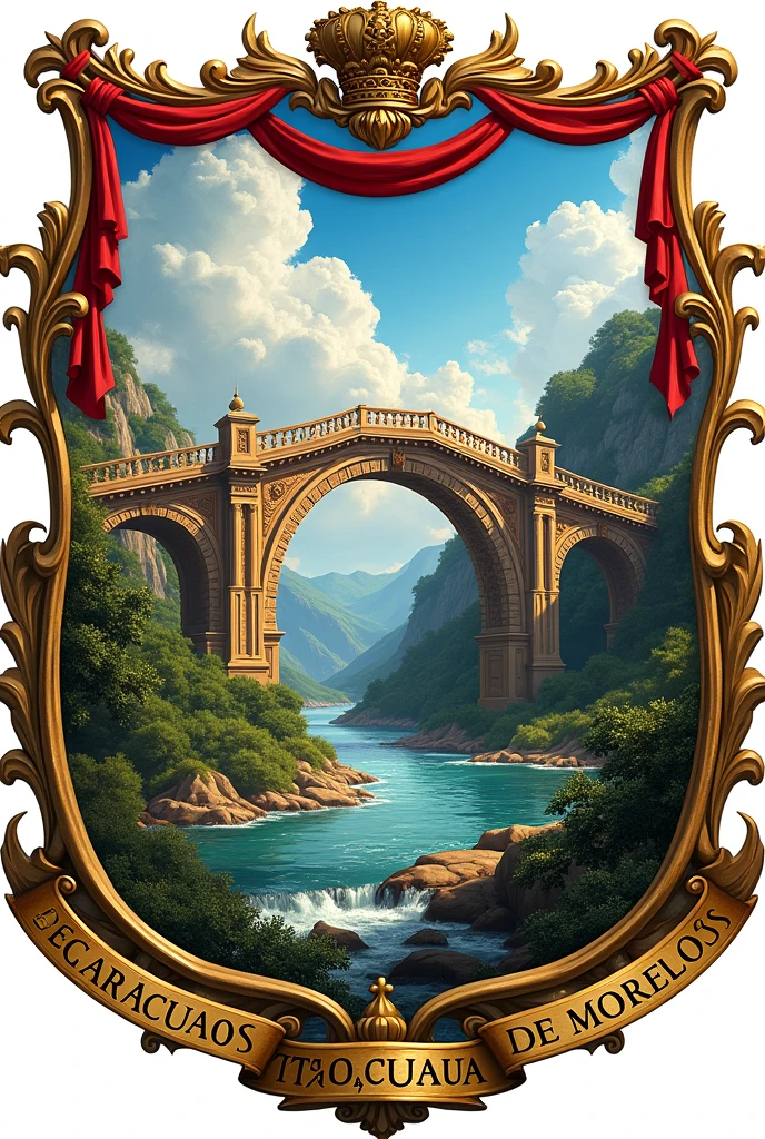 Coat of arms of the municipality of Carácuaro de Morelos Which has a bridge of arches To José María Morelos the hero of independence To the black Christ of Caracuaro