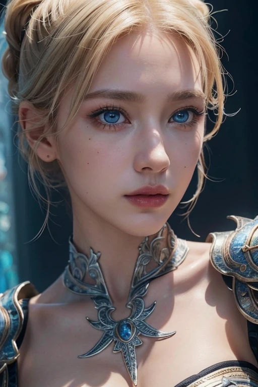 valkyrie,Lady Knight, Platinum blonde,anatomical correct,epic fantasy digital art,Masterpiece artwork,8k,high definition resolution,detailed drawing,Quality Superior, high details, best quality, goddess (Close-up of a better masterpiece:1.5), (blue eyes:1.2) (Colored stars in the eyes:1.0) (A radiant glow:1.1) (thick lips:0.9), (masterpiece:1.2), (best quality:1.2), (very aesthetic:1.2), (absurdres:1.2), (detailed background),(detailed face:1.1), (perfect hands:1.1), (defined features:1.1), delicate beauty with extreme edge lighting, all rendered in a vibrant 8K style, fine art, surreal fantasy,, Epic composition, muscular body, tattoo on the muscular abdomen