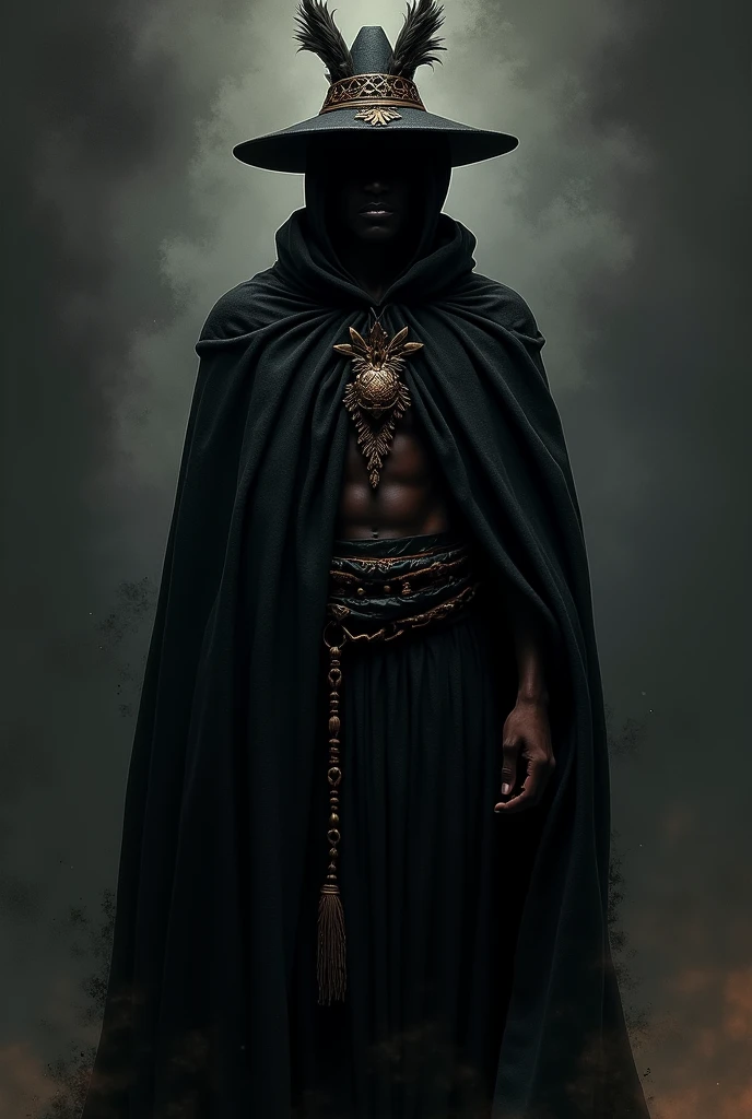 Exu black cape with his cape and hat