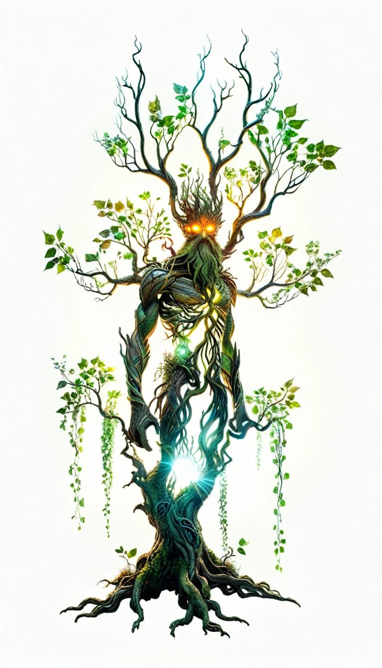 a magical treebeard using nature's power to heal, art nouveau style, ultra-detailed, 8k, highly realistic, dramatic lighting, vivid colors, intricate patterns, organic textures, ethereal atmosphere, fantasy, lush vegetation, glowing magical energy, radiant colors, dramatic shadows and highlights, masterpiece