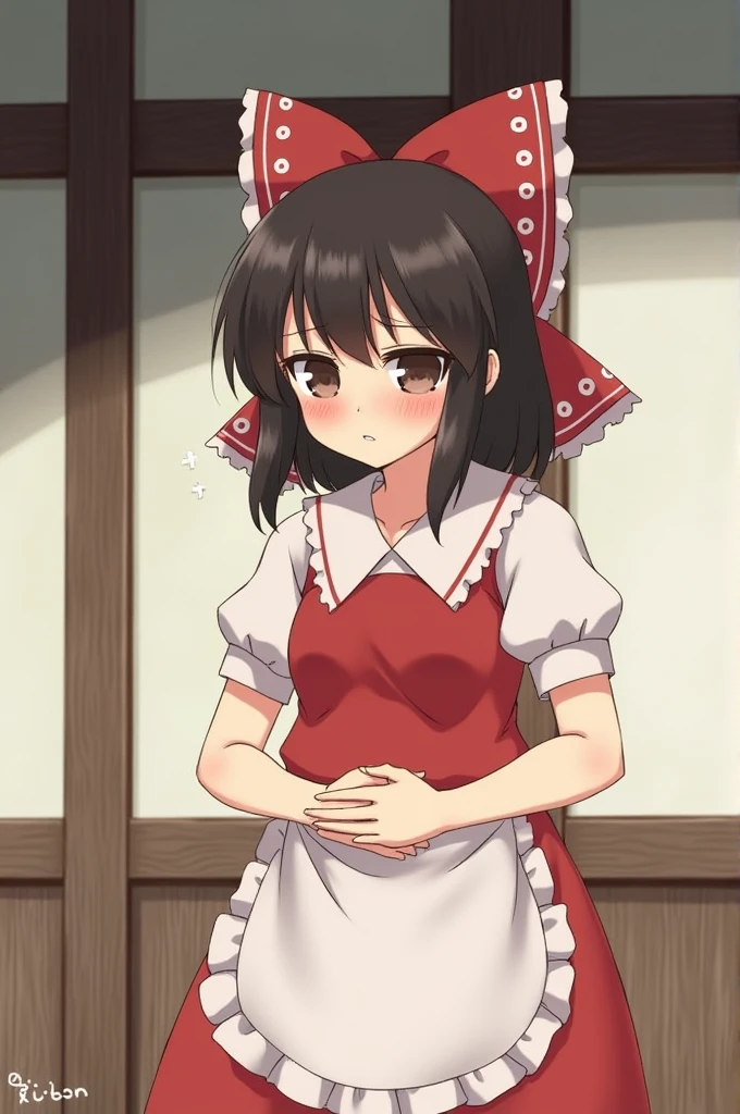 Reimu&#39;s stomach is growling with hunger　Embarrassed