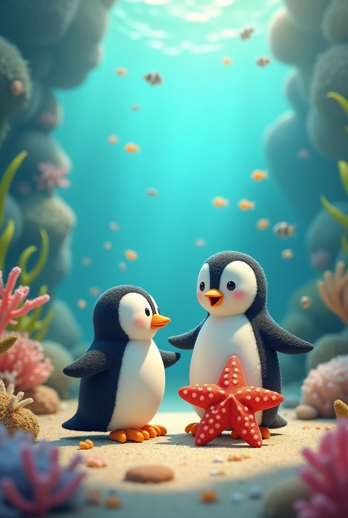 Penguin and starfish
