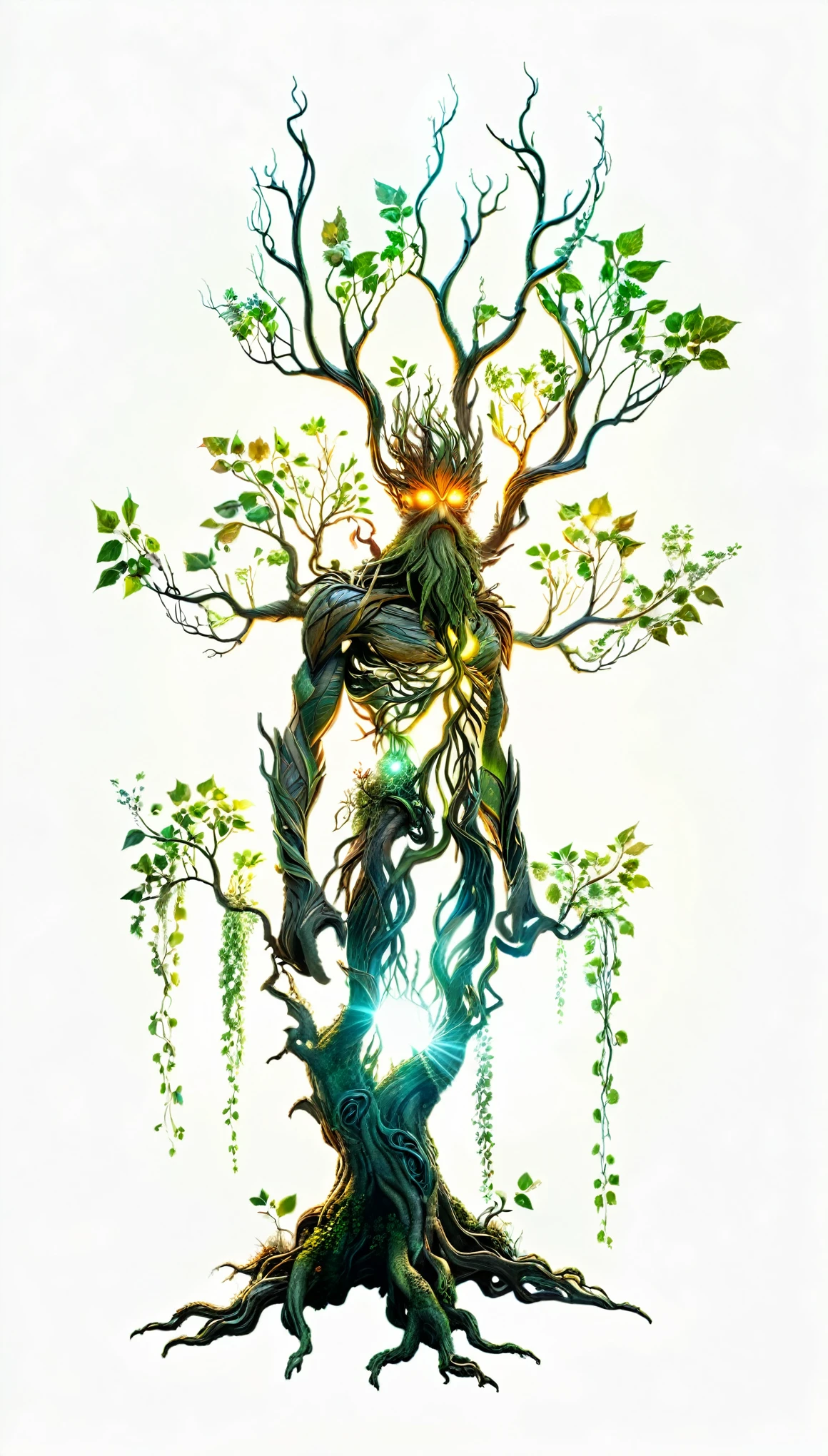 a magical treebeard using nature's power to heal, art nouveau style, ultra-detailed, 8k, highly realistic, dramatic lighting, vivid colors, intricate patterns, organic textures, ethereal atmosphere, fantasy, lush vegetation, glowing magical energy, radiant colors, dramatic shadows and highlights, masterpiece