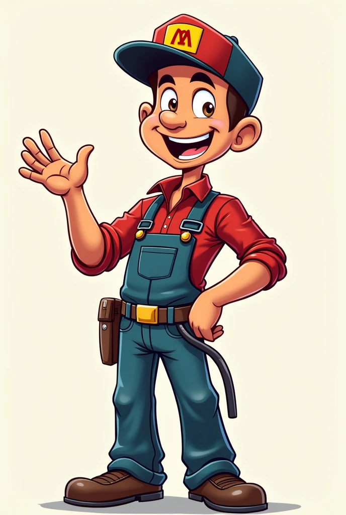 Animated man offering free oil changes for motorcycles