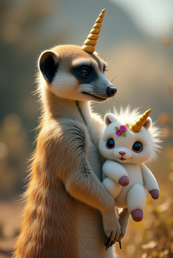 A meerkat with a unicorn 