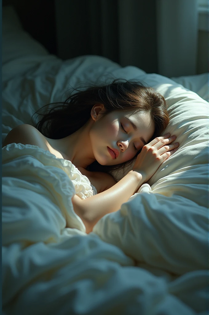Make a beautiful woman glow while sleeping naked