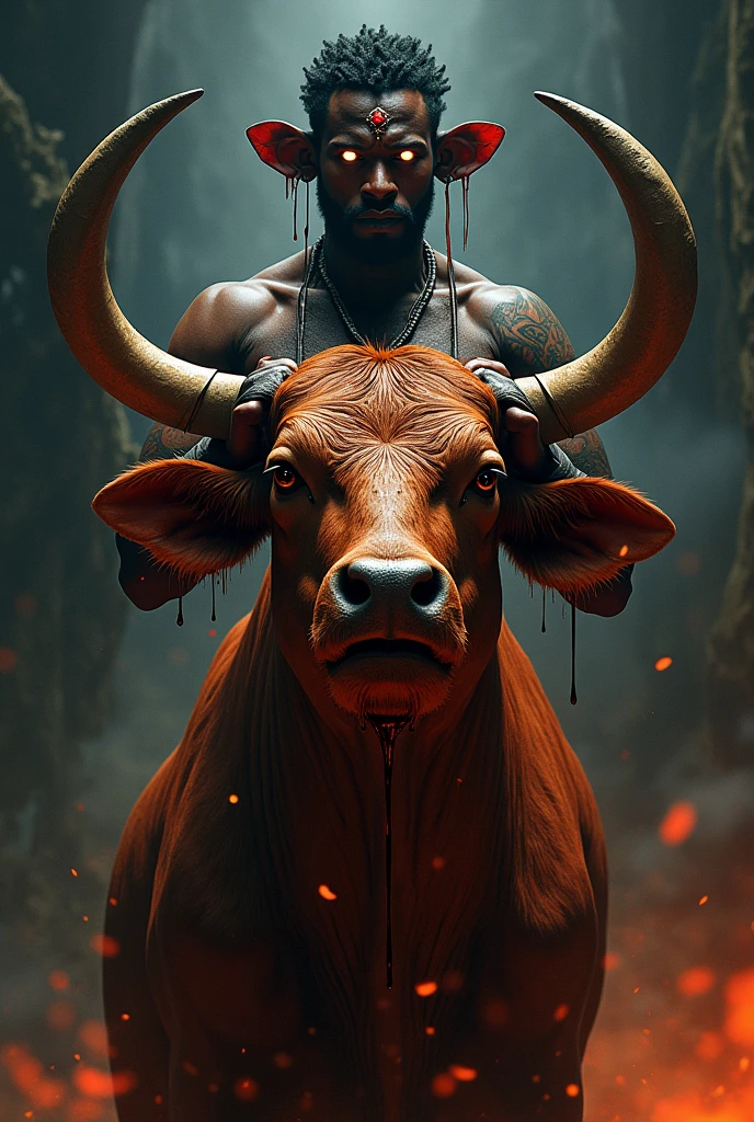 Exu holding the ox with blood