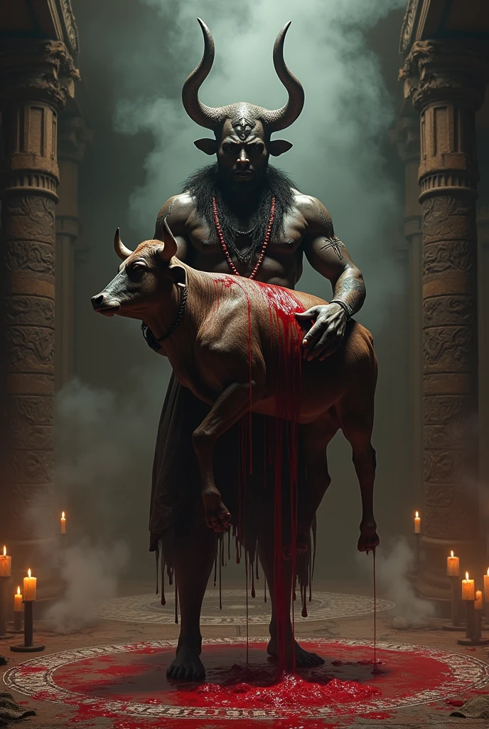 Exu holding the ox with blood