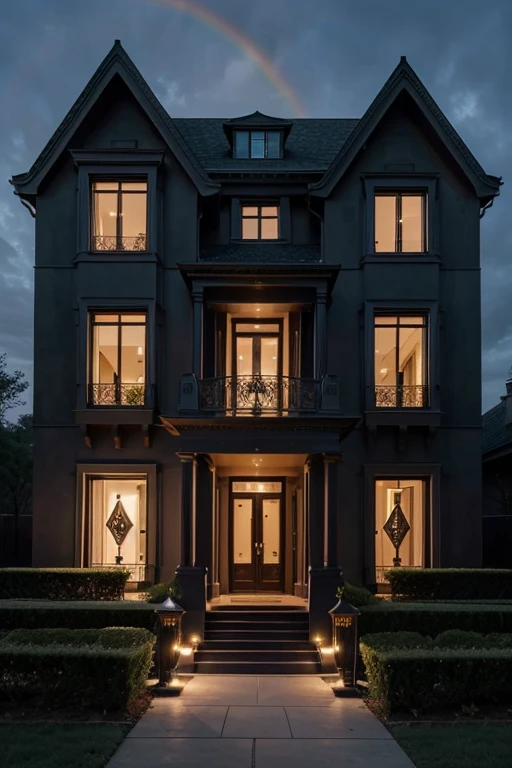 Very modern extra luxurious spooky mansion, penthouse, bedrooms, very beautiful, Beautiful colors, gemstones, artwork, rainbow