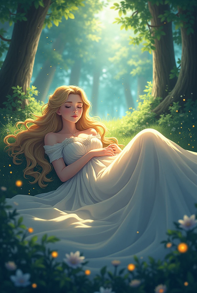 An anime photo of sleeping beauty standing