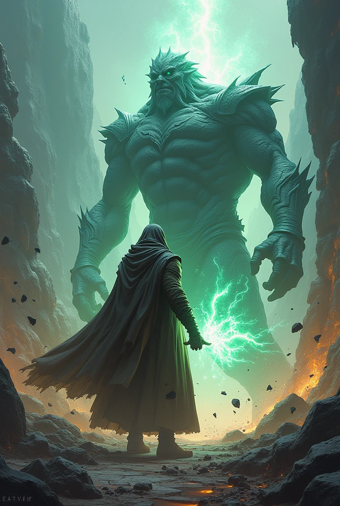 Earth Mage slams the ground creating earthquakes and with a stone golem