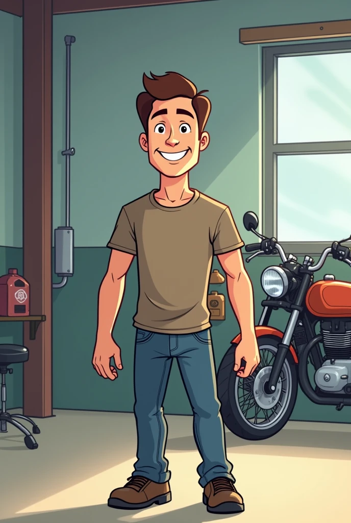 Man offering free oil changes for motorcycles animated and easy to draw easier to draw simpler to draw just the man