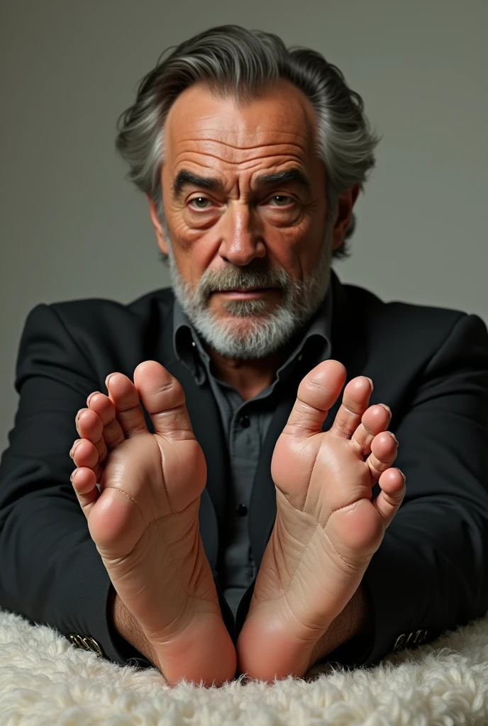 Create an image of Robert de Niro showing his feet