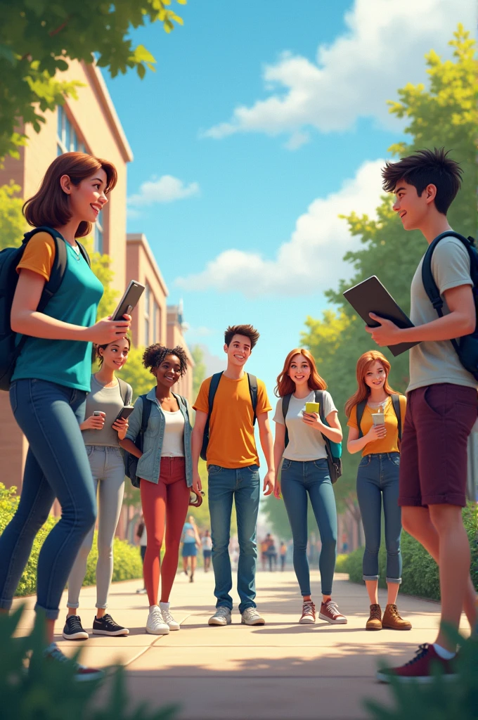 create an image of college students group