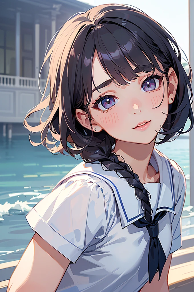 Highest quality、High resolution、Detailed Background、(beautiful face in every detail:1.4)、Anatomically correct、(Draw the normal number of fingers:1.2)、(Detailed facial expressions)、(Detailed eyes:1.2)、(Detailed eyes:1.2)、beautiful, Smooth Skin、age Beauty、(Highly detailed face:1.4)、Cute hair colors、ponytail、Bobcut、Braided long hair、Wavy Hairstyle、well-groomed eyebrows、Cute Eye Makeup、Cute Lip Makeup、Short-sleeved white sailor suit、White sailor collar、Checkered Pleated Skirt、Jokingly、Do cute things、Sunny sea background、Walking barefoot on the sand、Big smile、sexual expression、Fits on one screen、
(友達と楽しんでいる3人のbeautiful女の子:1.5)