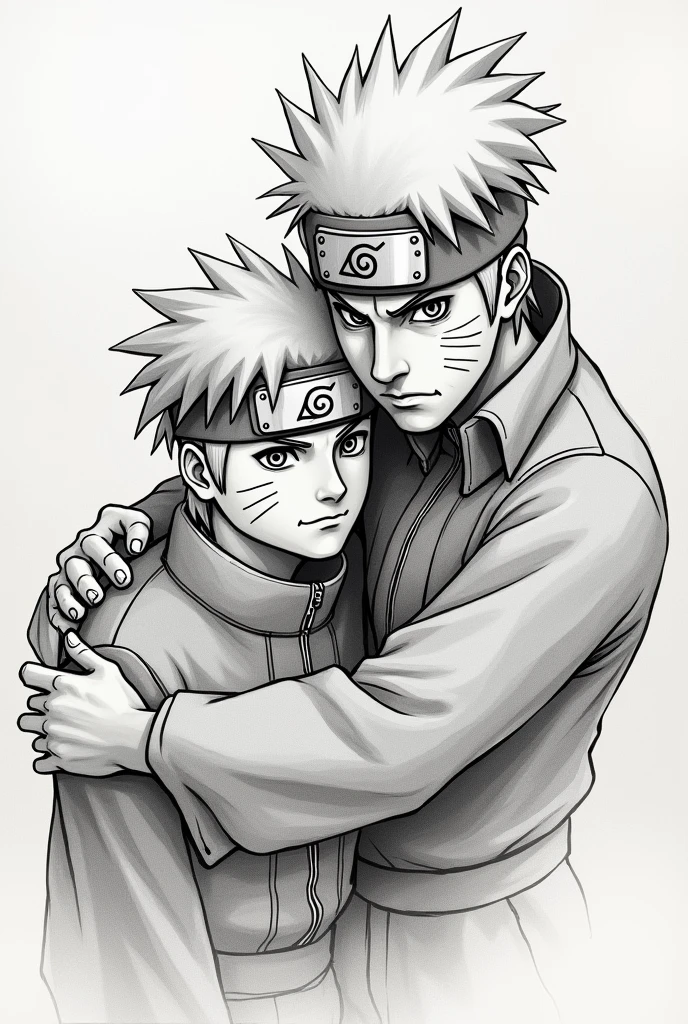 A realistic sketch drawing of Naruto Uzumaki and kurama  on an A4 paper
