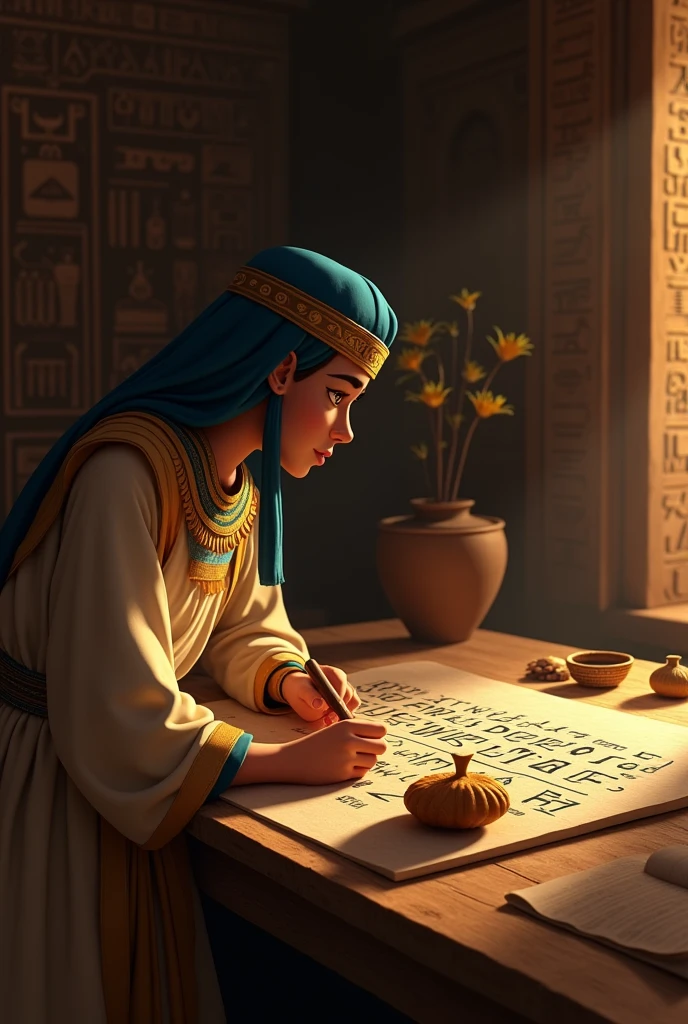 An animation showing how hieroglyphics were written.