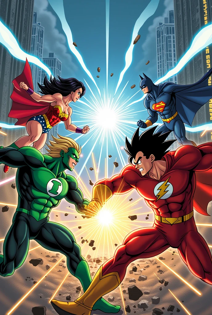 Justice League characters but animated like in Dragon Ball