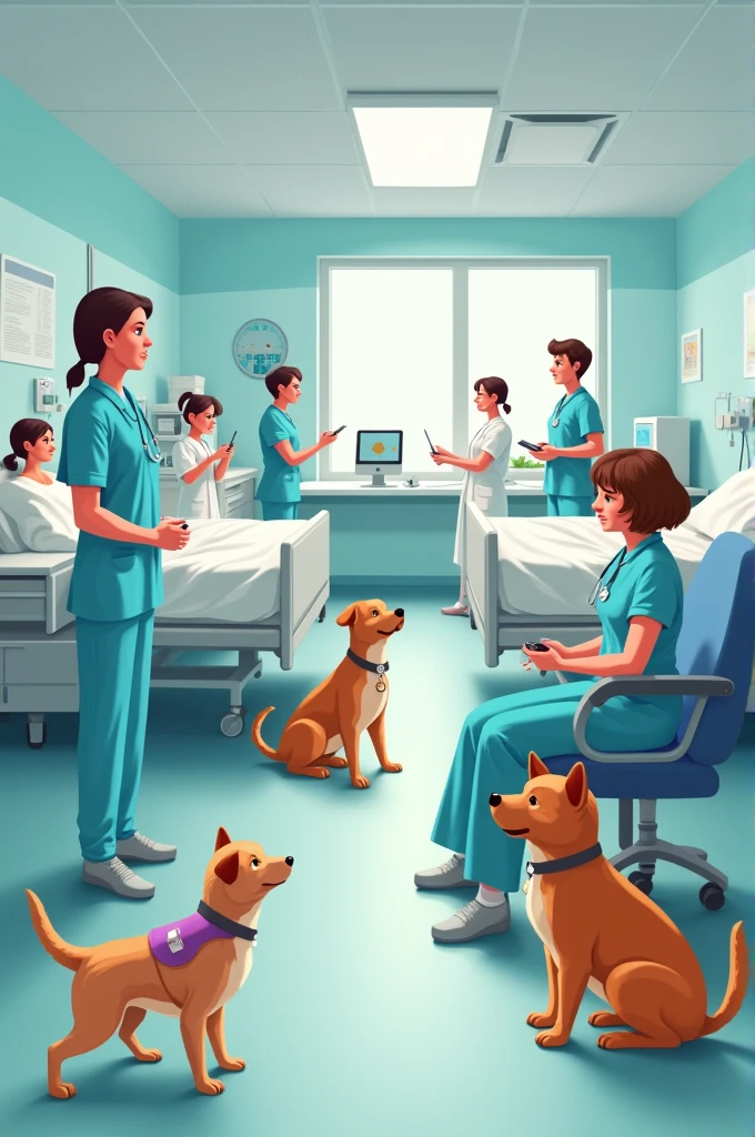Animals attending human hospitals