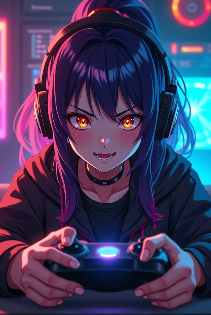 Angry anime gamer girl