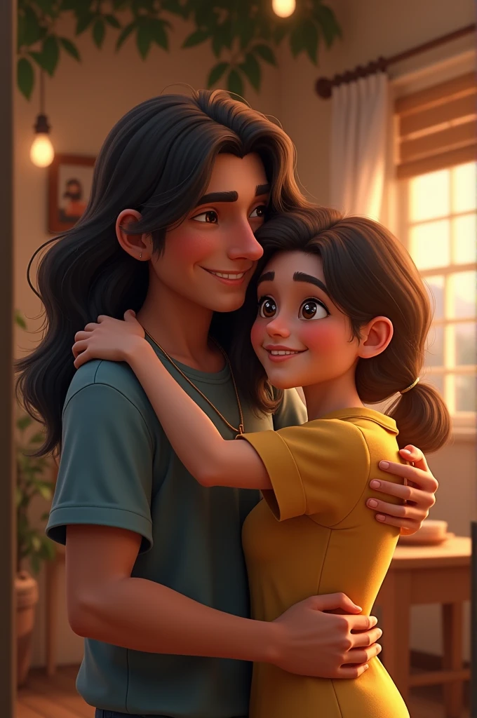 Hilary hugging Javier