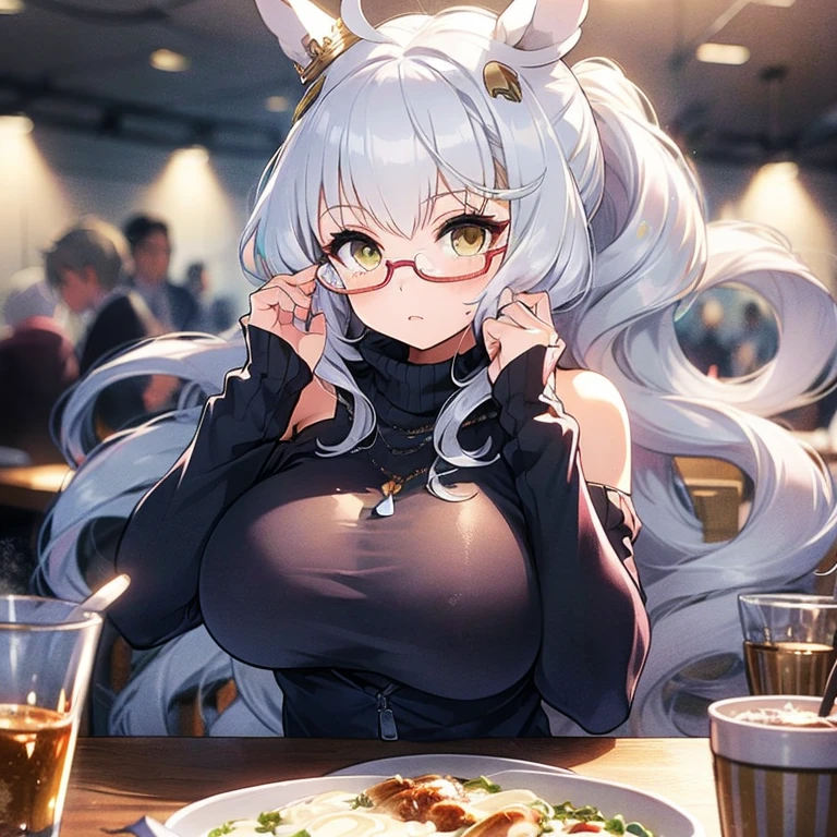 ((((Glasses))))((((Glasses娘))))((((Big Breasts))))biwa hayahide \(umamusume\), 1 girl, 独奏,1girl, 独奏, long hair, breasts, looking at viewer、masterpiece, 最high quality, high quality, High precision,Highly detailed 8K wallpapers、Innocent、minimum、Boiling semen、Put semen in a pan、Taste、semen fondue、（Cooking girl）、（ingredients：semen）、long hair、Long Hair、ponytail、((Random expression:1.4))、(Cheese can be sprinkled on top)、(on the table)、(Off the shoulder、Dabotto Girls Splicing Off the Shoulder、Breast flash、Nipple peek、limming、Beautiful belly、cute ass）、（short girl、daughter、younger sister）、whole body