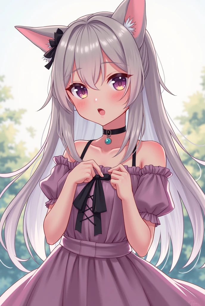 anime style, gender-fluid character in a dress