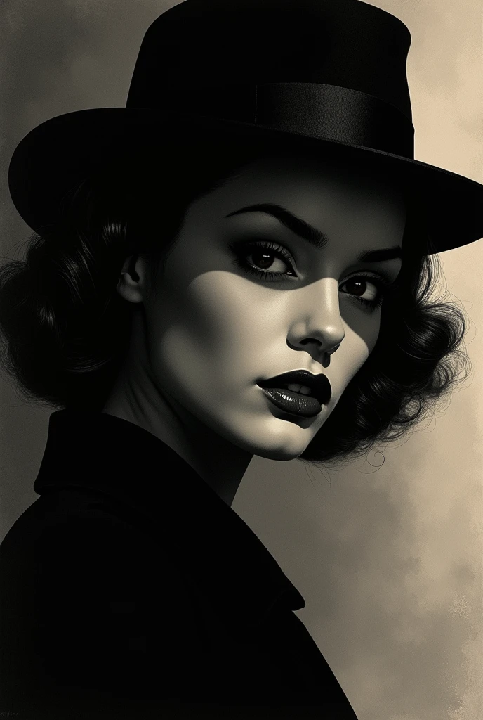 Film noir style linquivera kylin, bold lines, hyper detailed, a dark warm limited palette, chiaroscuro, . Monochrome, high contrast, dramatic shadows, 1940s style, mysterious, cinematic